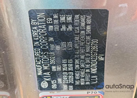 2016 Kia Soul z USA, uszkodzony, nr VIN KNDJN2A22G7286730